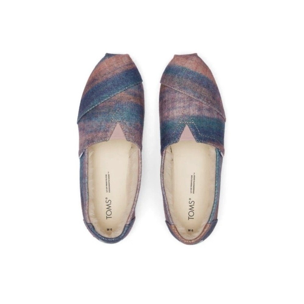 🩵 Tom’s Alpargata Cloudy Pink Ombre Fur Lined Slip-On Shoes - Blue & Pink 🩷 - Picture 2 of 8